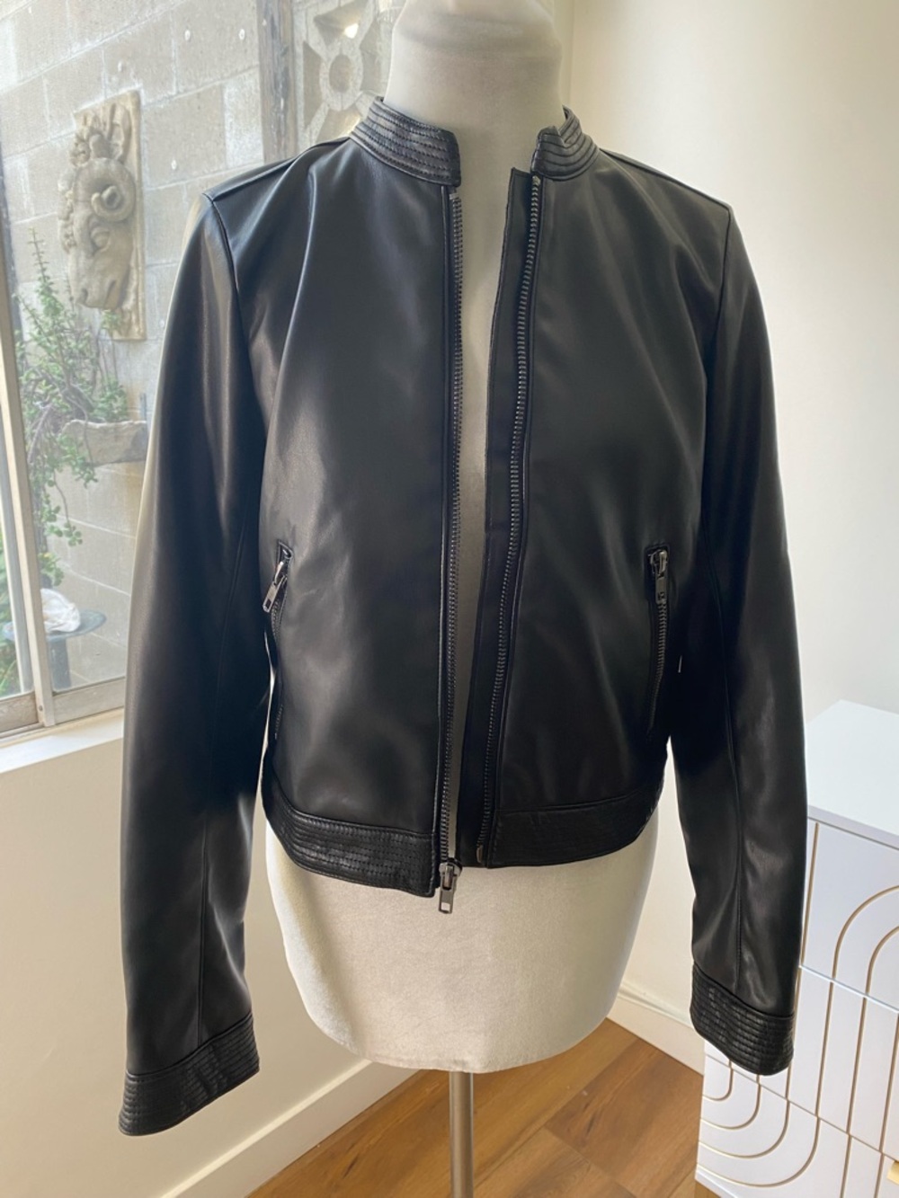 Bailey 44 NWT IRR Phoenix Black Vegan Leather Racer Jacket, Size M - Picture 5 of 11